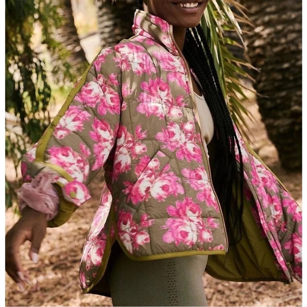 Free People Movement Printed Pippa Packable Puffer Jacket Rose Blossom